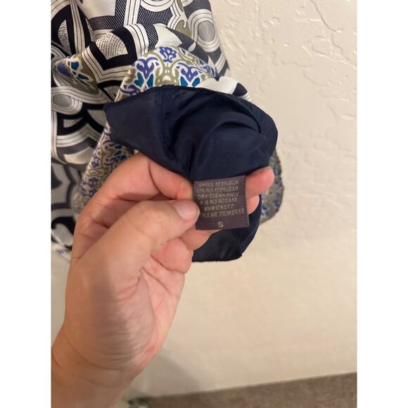 Hale Bob Silk Blue Ribbon Tie Halter Blouse - Picture 9 of 10